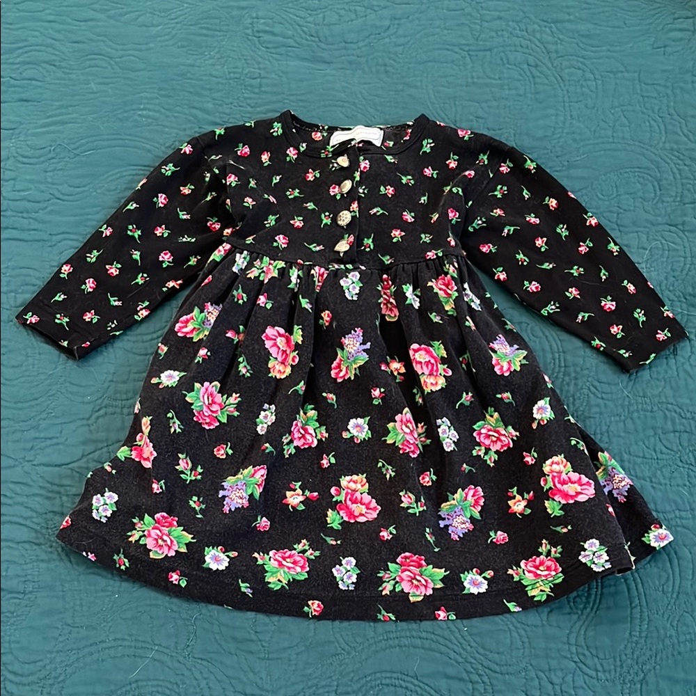 Adrienne Vittadini Kids Floral Dress in Black and Pink